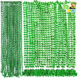 Joyin 36 Pcs St Patricks Day Necklaces 18 Green Bead Necklaces And 18 Shamrock Necklaces Irish Clover Party Supplies Set For