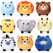 Skylety 9 Pcs Mini Plush Stuffed Animals Bulk 315 Inch Cute Soft Decompress Animals Plush Toys For Kids Baby Shower Birthday Ch