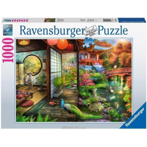 Ravensburger Kyoto Japanese Garden Teahouse 1000 Piece Jigsaw Puzzle Experience The Serene Tea Ceremony Softclick Technology