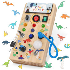 Dinosaur Light Switch Board 8 Led Switches Sensory Montessori Toy For 1 Year Olds