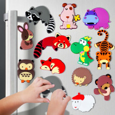 Aiersa Fridge Magnets For Toddlers Kids 12Pcs Cute Animal Refrigerator Magnets For Kids Whiteboard Full Backing Magnet Baby