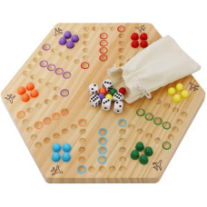 Horow Wahoo Board Game Wooden Original Aggravation Board Game Classic 2 Side Painted Fast Track Game For 4 Player And 6 Player W