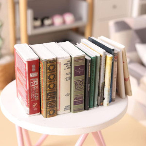 X Hot Popcorn Miniatures Dollhouse Books 112 Scale Mini Books Library Bookshelf Fillers Mini House Accessories Wooden Mini Boo