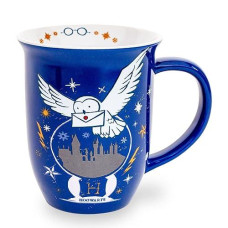 Silver Buffalo Harry Potter Hogwarts Christmas Wide Rim Ceramic Mug | Bpa-Free Coffee Cup For Espresso, Tea | Holds 16 Ounces