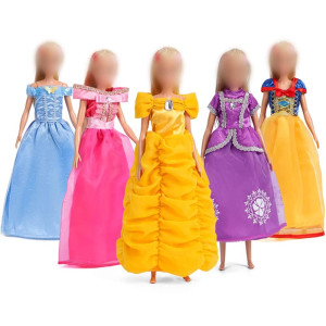 115Inch Doll Clothes Princess Dress Collectible Quality 5 Pc Doll Princess Costume Set Includes Snow Whitecinderellabelle