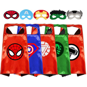 Vosoe Superhero Capes And Masks Cosplay Costumes Birthday Party Christmas Halloween Dress Up Gift For Kids Hulk 5 Sets