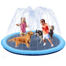 Splash Pad Splash Pad For Dogs And Kids Dog Splash Pad 67 Inflatable Water Summer Pool Toys Outdoor Play Mat For Kids T