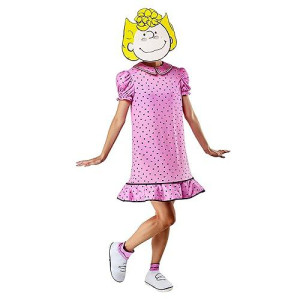 Rubie'S Women'S Peanuts Sally Costume Dress And Foam Mask, As Shown, Medium