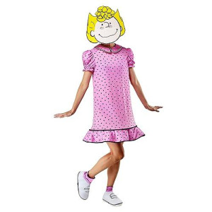 Rubie'S Women'S Peanuts Sally Costume Dress And Foam Mask, As Shown, Small