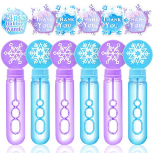 Winrayk 24 Pack Frozen Bubble Wands For Kids Bubbles Party Favors Mini Snowflake Bubbles Bulk Elsa Birthday Gift Frozen Pinata