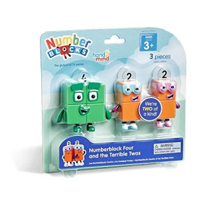 Hand2Mind Numberblock Four And The Terrible Twos, Cartoon Action Figure Set, Toy Figures, Play Figure Playsets, Small Figurines For Kids, Number Toys, Math Toys For Kids 3-5, Birthday Gifts For Kids
