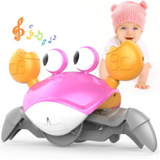 Yeaye Crawling Crab Baby Toys Infant Tummy Time Toy Gifts For 3 4 5 6 7 8 9 10 11 12 Boy Girl With Learning Crawl System Music