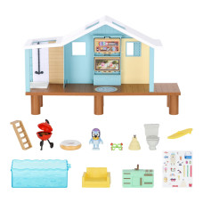 Bluey Beach Cabin Playset With Exclusive Figure With Goggles Includes 10 Play Pieces And Sticker Sheet