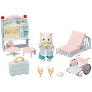 Calico Critters Village Doctor Starter Set Dollhouse Playset With Figure And Accessories