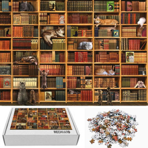 1000 Pieces Cat Library Puzzle Kitten Book Jigsaw Puzzles For Adults 1000 Pieces And Up Pet Puzzles Gift For Women Mom Chris