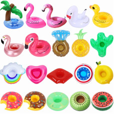 Ishyan Inflatable Drink Holder 20 Pack Drink Floats Inflatable Cup Holders Flamingo Coasters For Swimming Pool Party