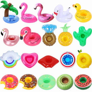 Ishyan Inflatable Drink Holder 20 Pack Drink Floats Inflatable Cup Holders Flamingo Coasters For Swimming Pool Party