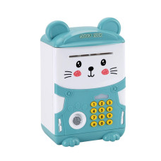 Mini Childrens Digital Electronic Cat Piggy Bank With Fingerprint Musical Money Counter Safe Box Wj1320 Blue