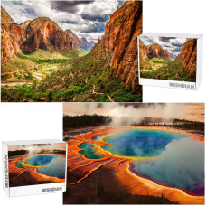 2 Pack Puzzles For Adults 1000 Pieces Zion National Park Yellowstone National Park Puzzles Nature Jigsaw Puzzles For Adults 1