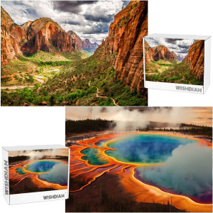 2 Pack Puzzles For Adults 1000 Pieces Zion National Park Yellowstone National Park Puzzles Nature Jigsaw Puzzles For Adults 1