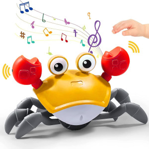 Crawling Crab Baby Toy Gifts Infant Tummy Time Toys Crawling Toys With Led Light Up Usb Rechargeable Dancing Toys For Toddler C