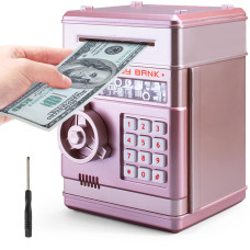 Philaeec Piggy Bank For Girls Boys Kids Real Money Safe Saving Box Electronic Mini Atm Cash Coin Can With Password Code Lock Ca