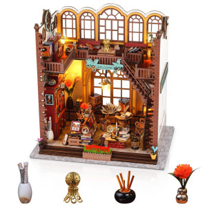 Gudoqi Diy Miniature Dollhouse Kit Magic Bookstore Tiny House Kit With Furniture And Led Miniature House Kit Great Handmade C