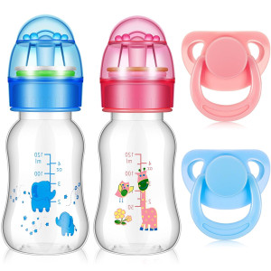 Jexine 4 Pieces Reborn Baby Doll Accessories Includes 2 Magnetic Pacifier And 2 Baby Doll Bottles Baby Doll Pacifier Feeding Bo