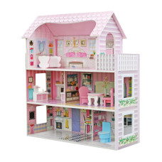 Wooden Play Doll House With Accessories Furniture Role Play Doll House 4 Designs Christmas Birthday Girls Gift Design 2