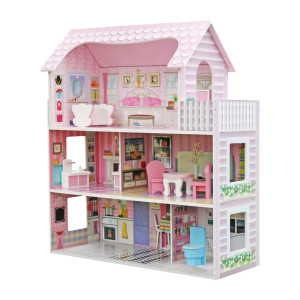 Wooden Play Doll House With Accessories Furniture Role Play Doll House 4 Designs Christmas Birthday Girls Gift Design 2