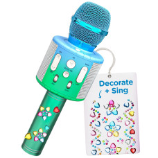 Move2Play Kids Karaoke Microphone Personalize With Jewel Stickers Birthday Gift For Girls Boys Toddlers Girls Toy Ages 3