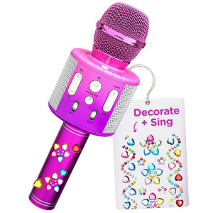 Move2Play Kids Karaoke Microphone Personalize With Jewel Stickers Birthday Gift For Girls Boys Toddlers Girls Toy Ages