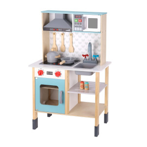 Tookyland Play Kitchen Set For Toddler With Real Light Sound Removable Sink Microwave Range Hood Stove Oven For Kids Gift