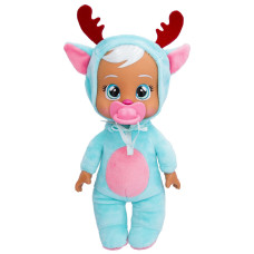 Cry Babies Tiny Cuddles Christmas Eve 9 Baby Dolls Cries Real Tears Blue And Pin Reindeer Themed Pajamas