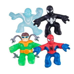 Heroes Of Goo Jit Zu Marvel Spiderverse Mega 4 Pack Spider Man Doc Ock Invisible Miles Morales Symbiote Suit Spidey