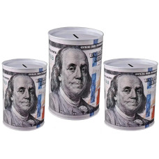 Metal Piggy Bank 85 Or 6 Tall 100 Dollar Bill Money Bank For Adults Kids Coin Saving Tin Can Currency Benjamin Franklin M