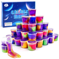 32 Pack Galaxy Slime Kit Super Soft And Nonsticky Starry Sky Slime Party Favors Kids Slime Putty Stress Relief Toys