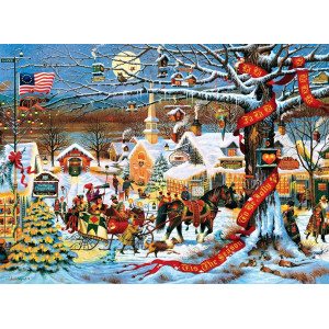 1000 Piece Jigsaw Puzzle Charles Wysocki Small Town Christmas Christmas Holiday Puzzle For Christmas Thanksgiving Holiday Ji