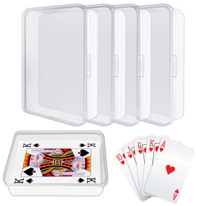 Iokuki 4 Pcs Blank Playing Card Case Clear Card Deck Box Plastic Playing Game Card Storage Box Holder For Bank Card Business