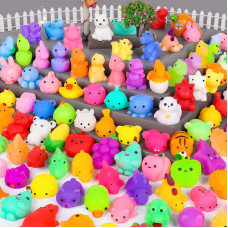 Hinzer 85Pcs Mochi Squishy Toys Party Favors Kids Kawaii Mini Squishies Animals Bulk Classroom Prizes Stress Relief Toy Christma