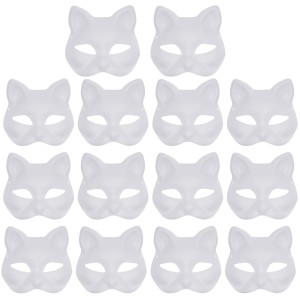 Yookat 14 Pieces Paper Art Masks White Craft Masks Paintable Paper Mask Mardi Gras Masquerade Masks Style6