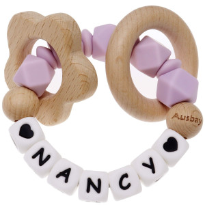 Personalized Teether With Name Personalized Teething Relief Ring With Name Lilac