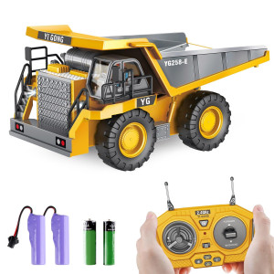 Dwi Dowellin Remote Control Dump Truck Toys For Boys 47 Construction Rc Car With Metal Bed Lightssounds For Kids Age 812 Year