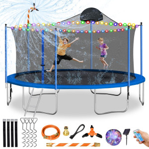 Tatub 14Ft Trampoline For Kids Recreational Trampolines With Safety Enclosure Net Basketball Hoop And Ladder Outdoor Backyard B