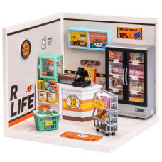 Robotime Diy Miniature Dollhouse Kit For Girls Mini House With Accessories Model Supply Store Kit With Led To Build Decent Birth