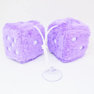 2 Dice 1 Pair Purple Fluffy Retro Car Hanging Dice For Car Mirror Purple Nostalgic 80