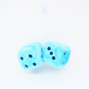 2 Dice 1 Pair Blue Fluffy Retro Car Hanging Dice For Car Mirror Blue Nostalgic 80