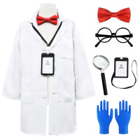 Zzihan Scientist Costume For Kids Lab Coat Costume Mad Scientist Doctor Costume With Magnifying Glass Goggles Experiment Gloves