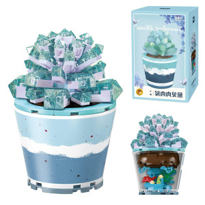 Ziyostar Mini 235Pcs Succulent Plant Bonsai Building Blocks Set Office And Room Decor Succulents Flowers Model Building Toys B