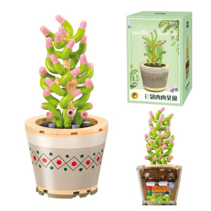 Ziyostar Mini Blocks 222Pcs Succulent Plant Bonsai Building Set Office And Room Decor Succulents Flowers Model Building Toys B